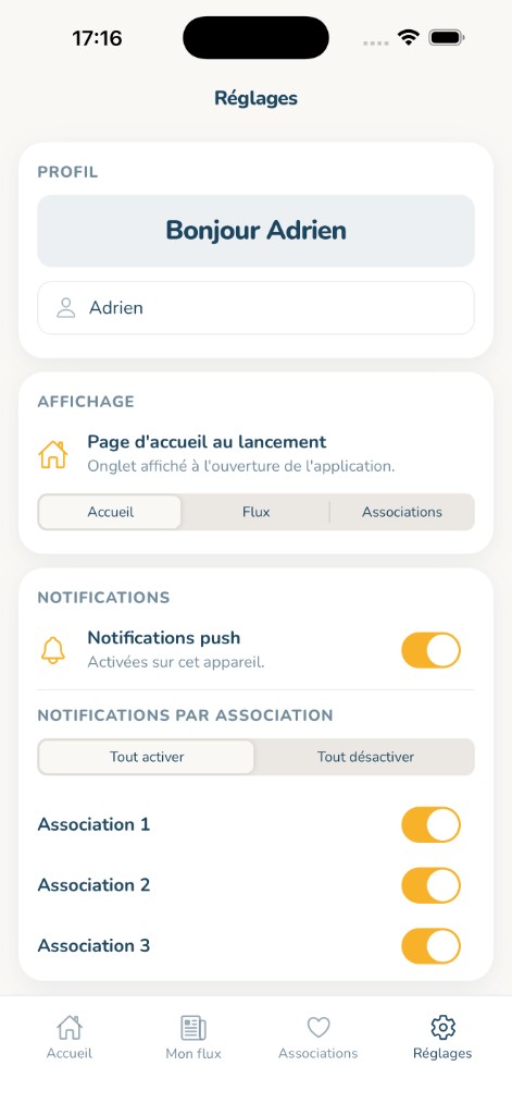 Réglages et notifications